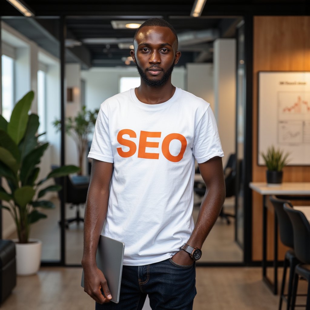 Kenyan business owner reviewing SEO strategy dashboard